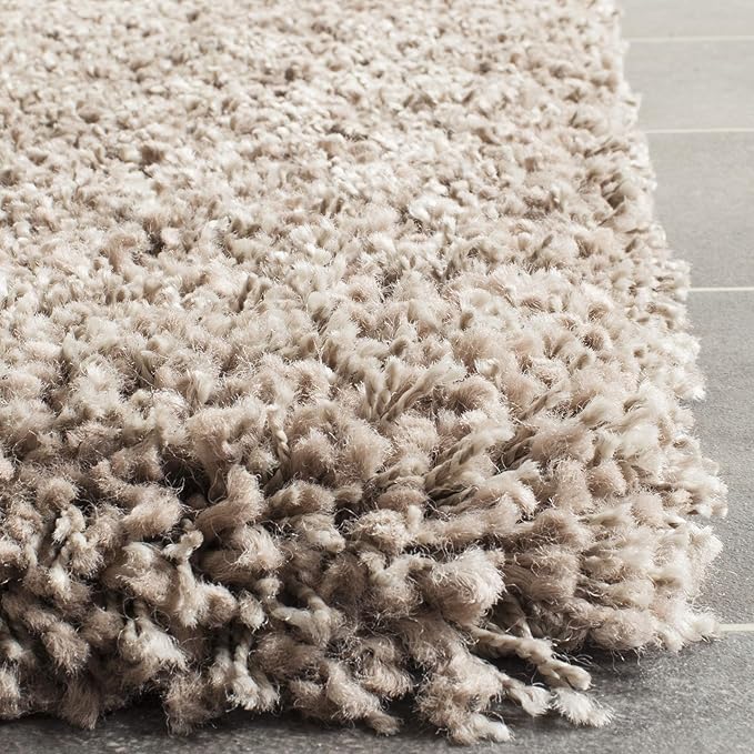 SAFAVIEH Santa Monica Shag Collection 2'3" x 7' Taupe SGN725 Solid Non-Shedding Living Room Bedroom Dining Room Entryway Plush 2-inch Thick Runner Rug