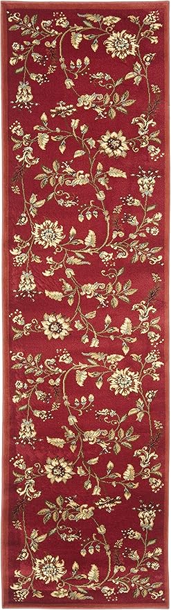 SAFAVIEH Lyndhurst Collection Runner Rug - 2'3" x 8', Red & Multi, Traditional Floral Design, Non-Shedding & Easy Care, Ideal for High Traffic Areas in Living Room, Bedroom (LNH552-4091)