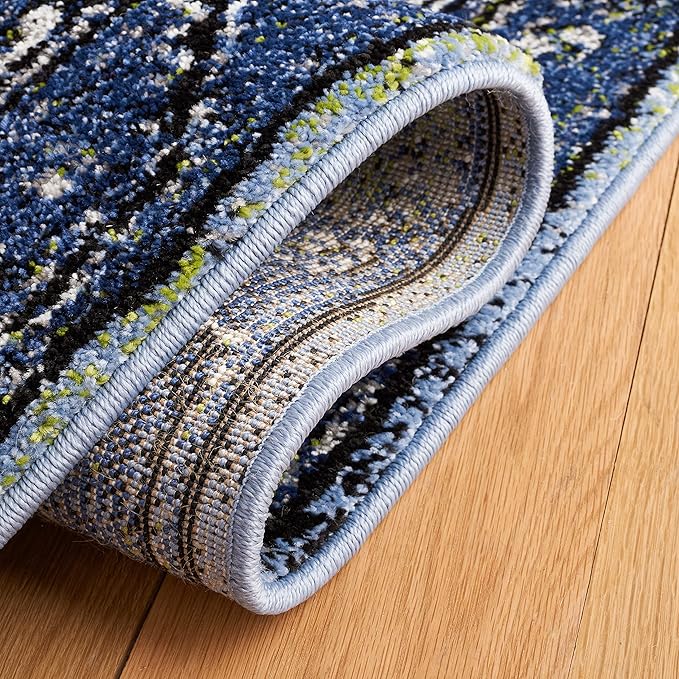 SAFAVIEH Vintage Hamadan Collection Area Rug - 9' x 12', Light Blue & Black, Traditional Oriental Design, Non-Shedding & Easy Care, Ideal for High Traffic Areas in Living Room, Bedroom (VTH204J)