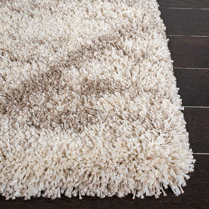 SAFAVIEH Hudson Shag Collection Area Rug - 5'3" x 7'6", Multi Ivory & Beige, Trellis Design, Non-Shedding & Easy Care, 2-inch Thick Ideal for High Traffic Areas in Living Room, Bedroom (SGH281H)