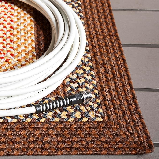 SAFAVIEH Washable Rug Outdoor Braided Collection - 3' Square, Brown & Light Brown, Handmade & Reversible, Non-Shedding & Easy to Clean, Ideal for Patio, Backyard, Mudroom (BRD313T)