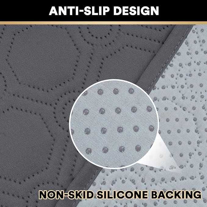 PrinceDeco 100% Waterproof Couch Covers for 3 Cushion Couch Sofa Modern Sofa Slipcovers with Elastic Straps Thick Soft Furniture Protector Pet Friendly, Grey
