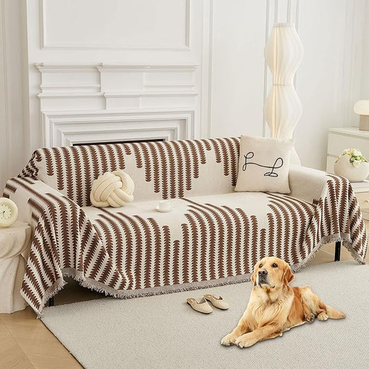 HAOMAIJIA Boho Sofa Covers Couch Covers for 3 Cushion Couch Sofa Pet Friendly Soft Thick Couch Cover for Dogs Washable Sectional Couch Covers L Shape Furniture Protector (Brown, 71"x150")