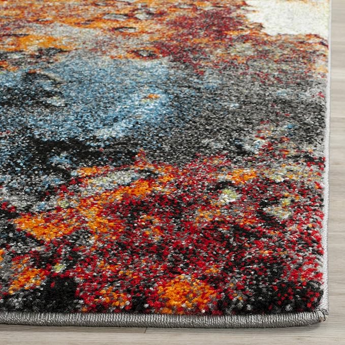 SAFAVIEH Glacier Collection Runner Rug - 2'3" x 22', Blue & Multi, Modern Abstract Design, Non-Shedding & Easy Care, Ideal for High Traffic Areas in Living Room, Bedroom (GLA125B)
