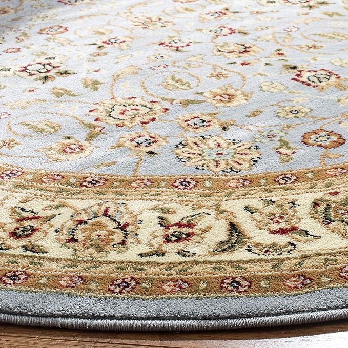 SAFAVIEH Lyndhurst Collection Area Rug - 9' Round, Light Blue & Ivory, Traditional Oriental Design, Non-Shedding & Easy Care, Ideal for High Traffic Areas in Living Room, Bedroom (LNH312B)