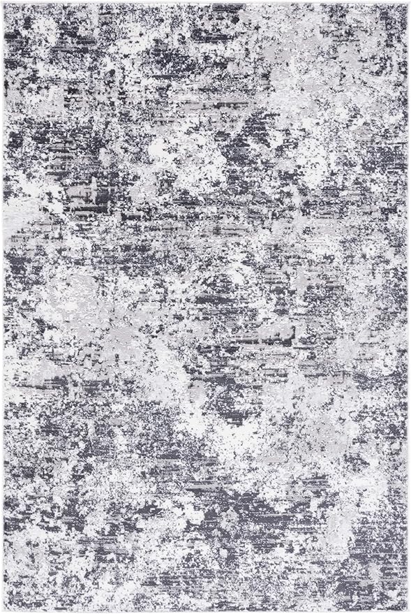 SAFAVIEH Amelia Collection Accent Rug - 4' x 6', Charcoal & Ivory, Modern Abstract Design, Non-Shedding & Easy Care, Ideal for High Traffic Areas in Living Room, Bedroom, Dining (ALA705H-4)