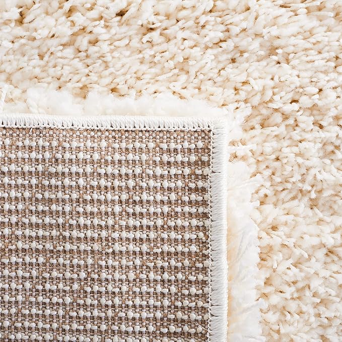 SAFAVIEH Santa Monica Shag Collection Accent Rug - 3' Round, Ivory, Non-Shedding & Easy Care, 2-inch Thick, Ideal for The Living Room, Dining Room, Bedroom (SGN725-1212-3R)