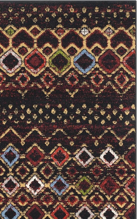 SAFAVIEH Amsterdam Collection Accent Rug - 3' x 5', Black & Multi, Moroccan Boho Design, Non-Shedding & Easy Care, Ideal for High Traffic Areas in Entryway, Living Room, Bedroom (AMS108P)