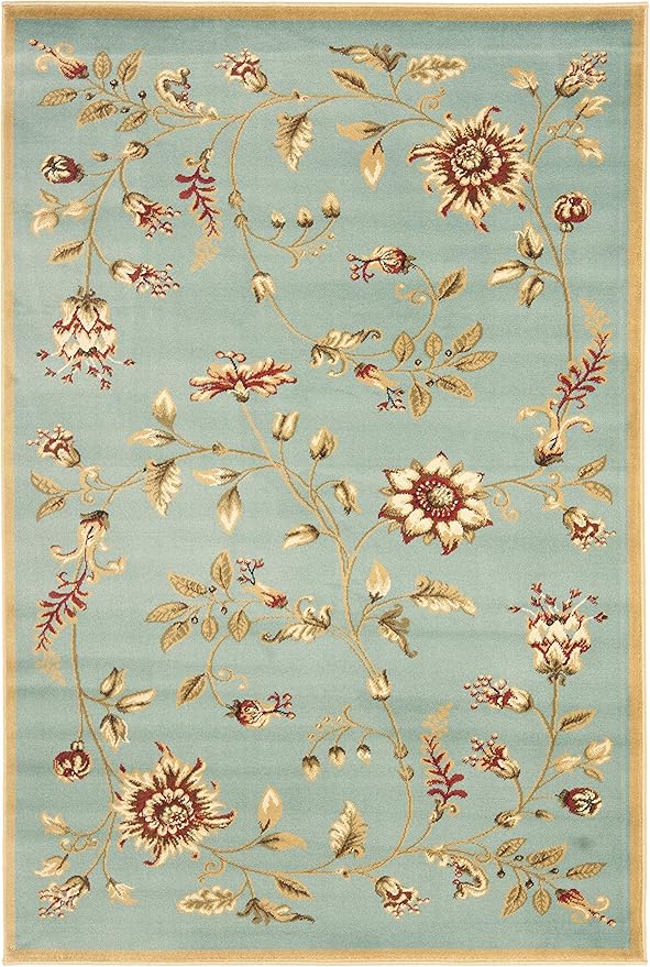 SAFAVIEH Lyndhurst Collection Accent Rug - 3'3" x 5'3", Blue & Multi, Traditional Floral Design, Non-Shedding & Easy Care, Ideal for High Traffic Areas in Entryway, Living Room, Bedroom (LNH552-6591)