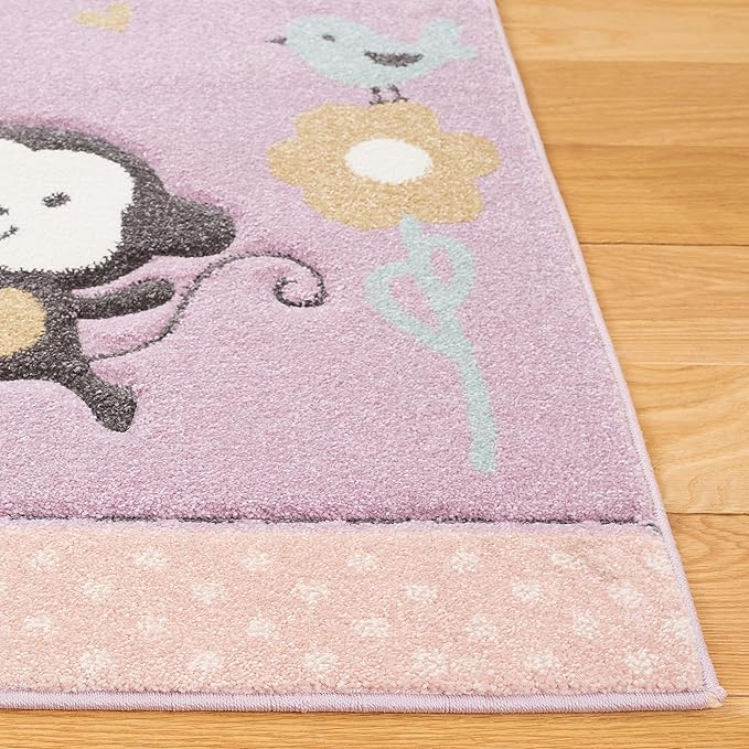SAFAVIEH Carousel Kids 100 Collection Area Rug - 3'3" x 5'3", Purple, Transitional Design, Stain Resistant, Ideal for High Traffic Areas in Living Room, Bedroom & Dining Room (CRK120V-3)