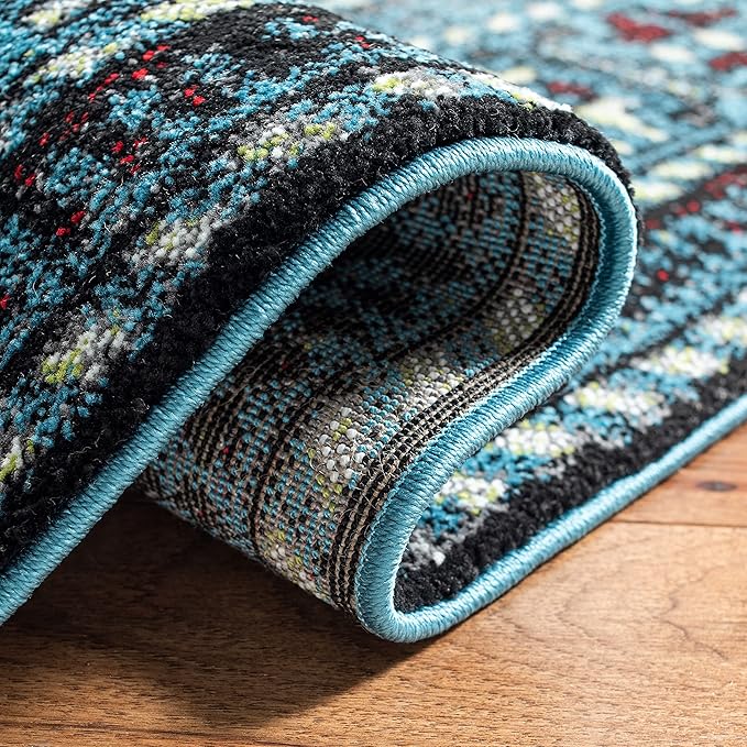 SAFAVIEH Vintage Hamadan Collection X-Large Area Rug - 11' x 15', Light Blue & Black, Oriental Design, Non-Shedding & Easy Care, Ideal for High Traffic Areas in Living Room, Bedroom (VTH213M)