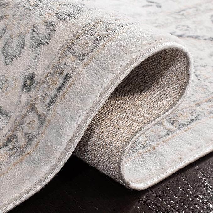 SAFAVIEH Isabella Collection Accent Rug - 2'2" x 5', Light Grey & Cream, Oriental Design, Non-Shedding & Easy Care, Ideal for High Traffic Areas in Entryway, Living Room, Bedroom (ISA912F)