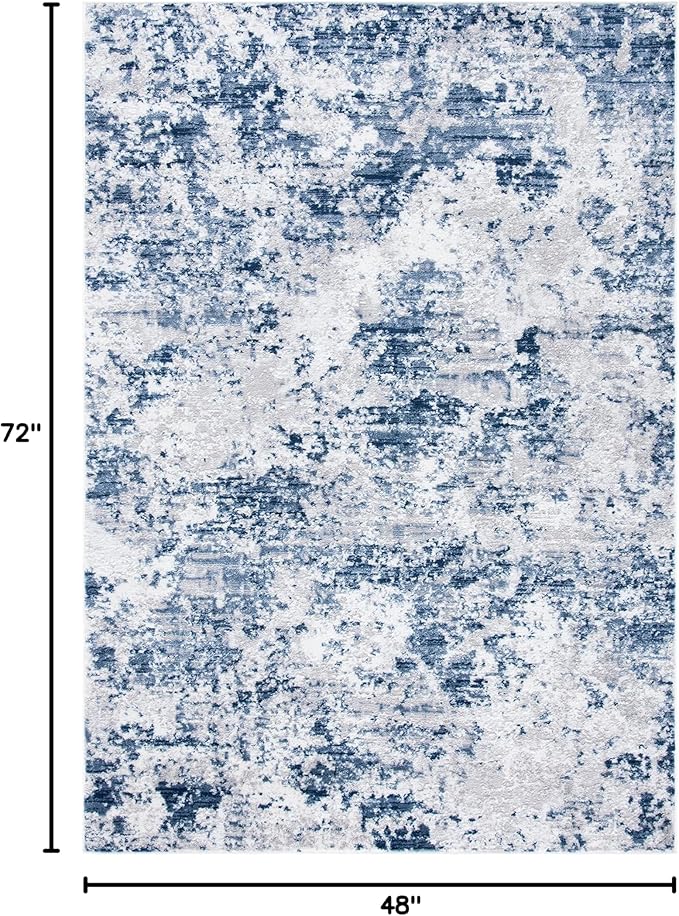 SAFAVIEH Amelia Collection Accent Rug - 4' x 6', Navy & Grey, Modern Abstract Design, Non-Shedding & Easy Care, Ideal for High Traffic Areas in Entryway, Living Room, Bedroom (ALA705N)