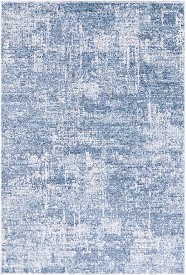 SAFAVIEH Amelia Collection Accent Rug - 4' x 6', Ivory & Steel Blue, Modern Abstract Design, Non-Shedding & Easy Care, Ideal for High Traffic Areas in Living Room, Bedroom, Dining (ALA700D-4)