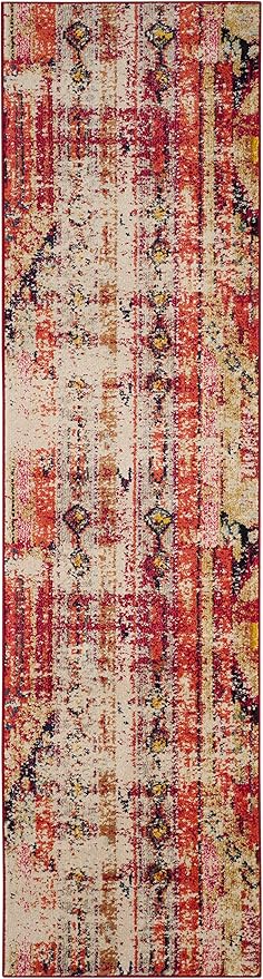 SAFAVIEH Monaco Collection Runner Rug - 2'2" x 6', Magenta & Multi, Boho Chic Tribal Distressed Design, Non-Shedding & Easy Care, Ideal for High Traffic Areas in Living Room, Bedroom (MNC222D)