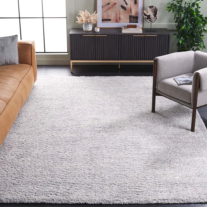 SAFAVIEH Berber Shag Collection Area Rug - 11' x 15', Grey & Ivory, Modern Design, Non-Shedding & Easy Care, 1.2-inch Thick, Ideal for The Living Room, Bedroom, Dining Room (BER563G-1115)