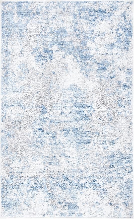 SAFAVIEH Amelia Collection Accent Rug - 3' x 5', Grey & Blue, Modern Abstract Design, Non-Shedding & Easy Care, Ideal for High Traffic Areas in Entryway, Living Room, Bedroom (ALA705F)