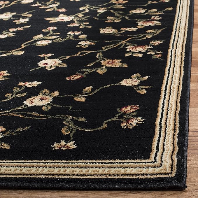 SAFAVIEH Lyndhurst Collection Accent Rug - 3'3" x 5'3", Black, Traditional Floral Design, Non-Shedding & Easy Care, Ideal for High Traffic Areas in Entryway, Living Room, Bedroom (LNH220A)