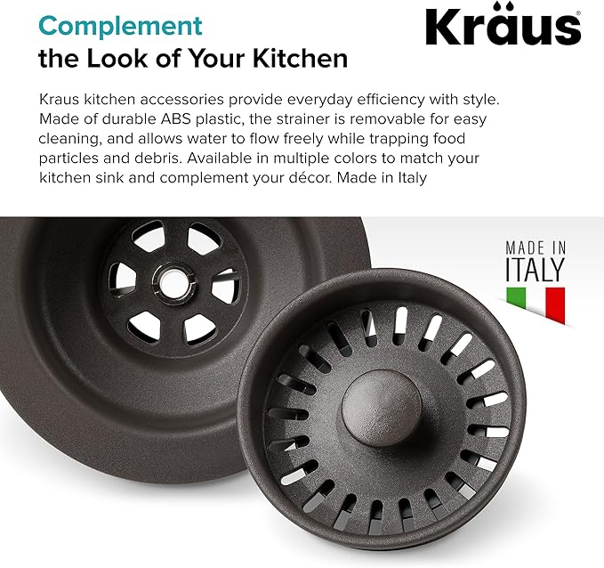 Kraus Kitchen Sink Strainer for 3.5-Inch Drain Openings in Brown, PST1-BR