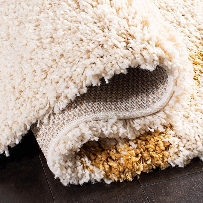 SAFAVIEH Hudson Shag Collection Accent Rug - 3' x 5', Ivory & Gold, Modern Trellis Design, Non-Shedding & Easy Care, 2-inch Thick Ideal for High Traffic Areas in Foyer, Living Room, Bedroom (SGH281E)