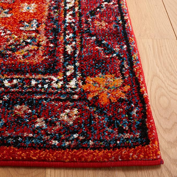SAFAVIEH Vintage Hamadan Collection Accent Rug - 4' x 6', Red & Black, Traditional Oriental Design, Non-Shedding & Easy Care, Ideal for High Traffic Areas in Entryway, Living Room, Bedroom (VTH204Q)