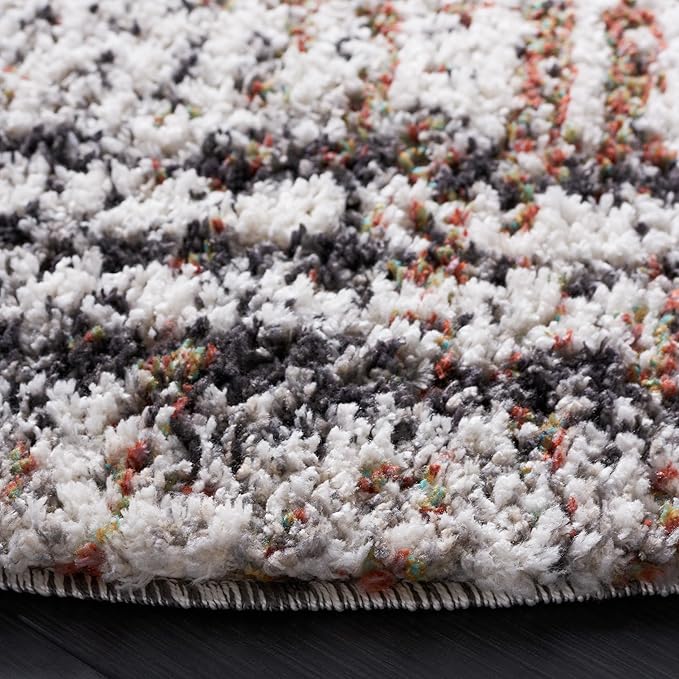 SAFAVIEH Jericho Shag Collection Area Rug - 4' Round, Black & Rust, Non-Shedding & Easy Care, 1.2-inch Thick, Ideal for The Living Room, Dining, Bedroom (JER100Z)
