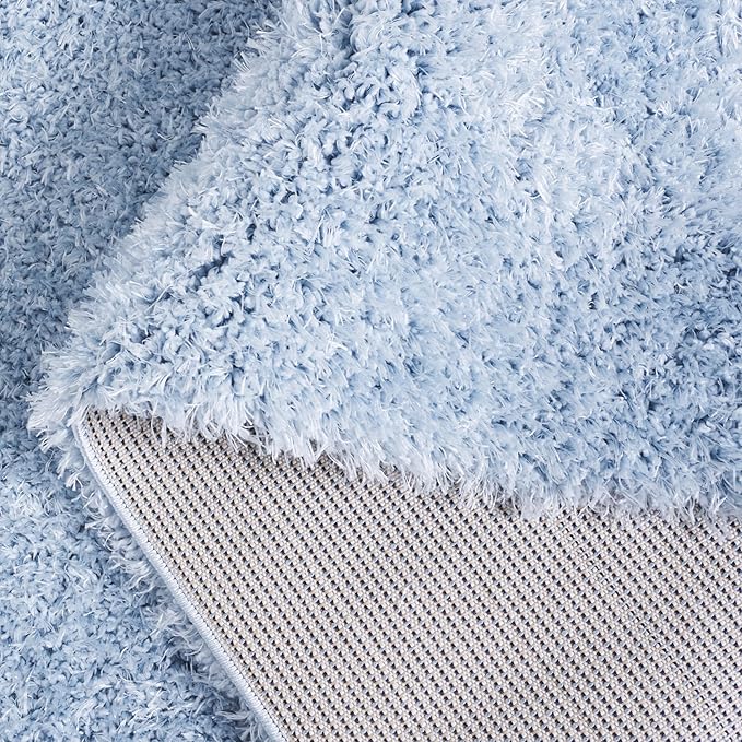 SAFAVIEH Lindsay Shag Collection Square Rug - 6'7" Square, Aqua, Contemporary Design, Ideal for High Traffic Areas in Bedroom, Dining Room & Kitchen (LNS560J-7SQ)