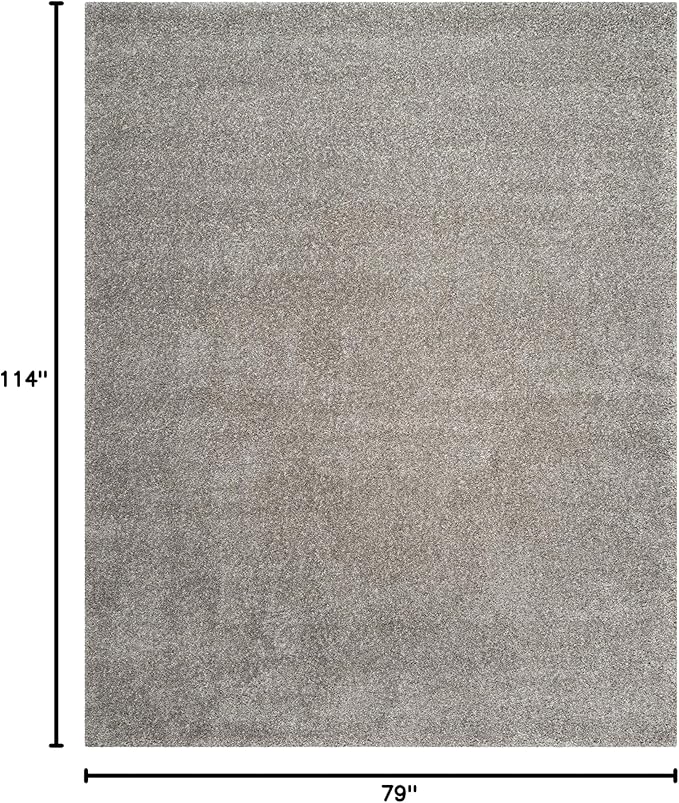 SAFAVIEH Santa Monica Shag Collection 6'7" x 9'6" Silver SGN725 Solid Non-Shedding Living Room Bedroom Dining Room Entryway Plush 2-inch Thick Area Rug