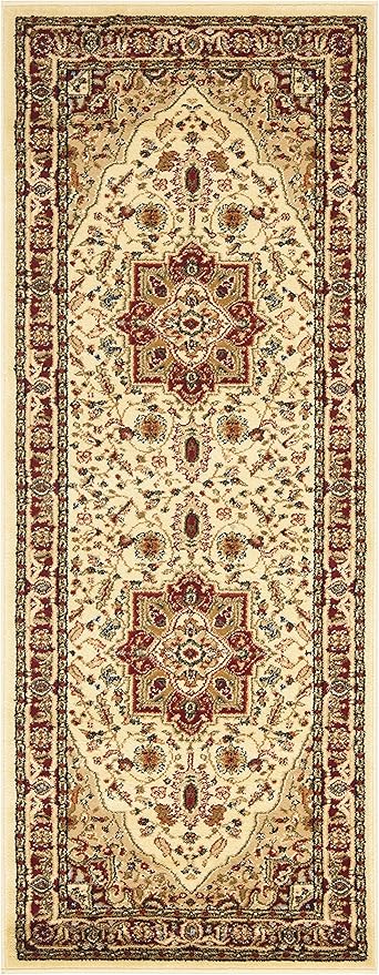 SAFAVIEH Lyndhurst Collection Runner Rug - 2'3" x 12', Ivory & Red, Traditional Oriental Design, Non-Shedding & Easy Care, Ideal for High Traffic Areas in Living Room, Bedroom (LNH330A)