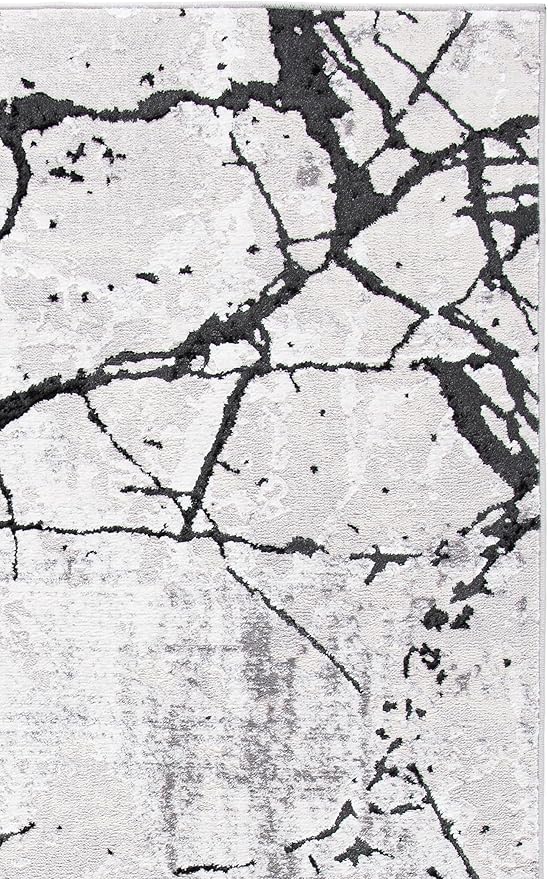 SAFAVIEH Amelia Collection Runner Rug - 2' x 20', Grey & Black, Modern Abstract Design, Non-Shedding & Easy Care, Ideal for High Traffic Areas in Living Room, Bedroom (ALA293K)