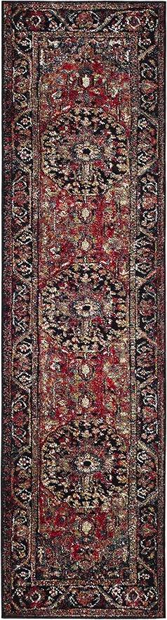 SAFAVIEH Vintage Hamadan Collection Runner Rug - 2'3" x 16', Red & Multi, Oriental Traditional Persian Design, Non-Shedding & Easy Care, Ideal for High Traffic Areas in Living Room, Bedroom (VTH215A)