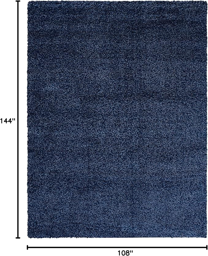 SAFAVIEH Santa Monica Shag Collection 9' x 12' Navy SGN725 Solid Non-Shedding Living Room Bedroom Dining Room Entryway Plush 2-inch Thick Area Rug