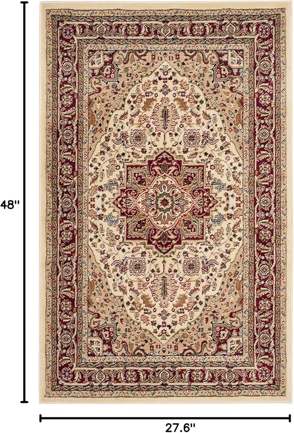 SAFAVIEH Lyndhurst Collection Accent Rug - 2'3" x 4', Ivory & Red, Traditional Oriental Design, Non-Shedding & Easy Care, Ideal for High Traffic Areas in Entryway, Living Room, Bedroom (LNH330A)