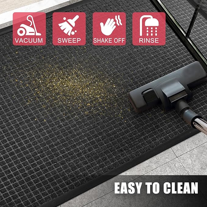 Kuyal Front Door Mat, 3'*4' Door Mat for Inside Outside Entrance,Waterproof Welcome Mats with Non-Slip Backing, Indoor Outdoor Entryway, Commercial Floor Mats, Durable & Easy to Clean, Dark Gray