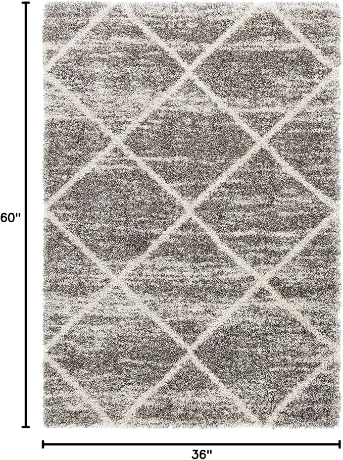 SAFAVIEH Hudson Shag Collection Accent Rug - 3' x 5', Distressed Grey & Ivory, Non-Shedding & Easy Care, 2-inch Thick Ideal for High Traffic Areas in Entryway, Living Room, Bedroom (SGH281K)