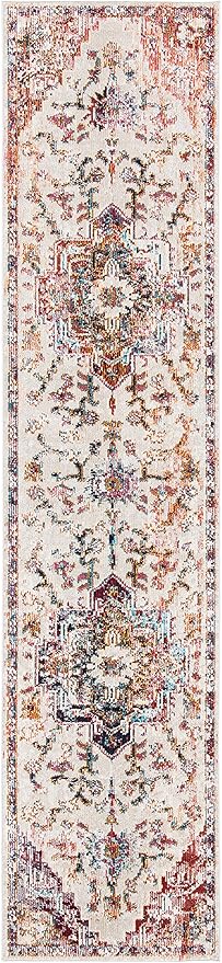 SAFAVIEH Crystal Collection Runner Rug - 2'2" x 7', Light Blue & Burgundy, Medallion Distressed Design, Non-Shedding & Easy Care, Ideal for High Traffic Areas in Living Room, Bedroom (CRS501F)