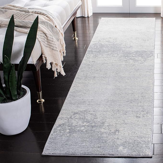 SAFAVIEH Brentwood Collection Runner Rug - 2' x 16', Ivory & Grey, Modern Abstract Design, Non-Shedding & Easy Care, Ideal for High Traffic Areas in Living Room, Bedroom (BNT822A)