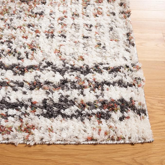 SAFAVIEH Jericho Shag Collection Accent Rug - 3' x 5', Black & Rust, Non-Shedding & Easy Care, 1.2-inch Thick, Ideal for The Living Room, Dining Room, Bedroom (JER100Z-3)