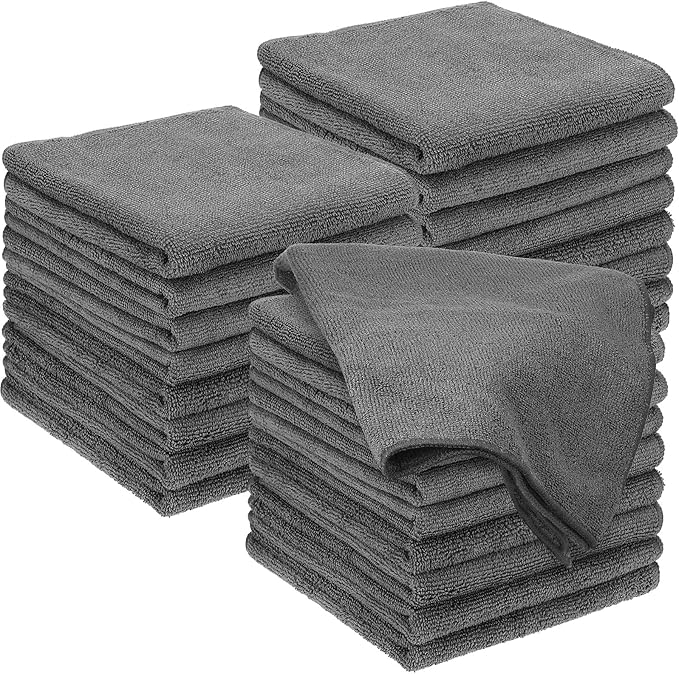 Shimeyao 24 Pack Bleach Proof Towels Microfiber Absorbent Resistant Hair Hand Towels Bulk Quick Dry for Barber Gym Spa Shaving (Grey,Classic)