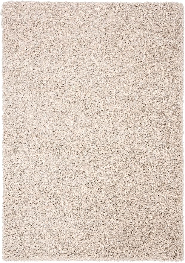 SAFAVIEH August Shag Collection Area Rug - 5'3" x 7'6", Beige, Solid Design, Non-Shedding & Easy Care, 1.5-inch Thick Ideal for High Traffic Areas in Living Room, Bedroom (AUG200D)