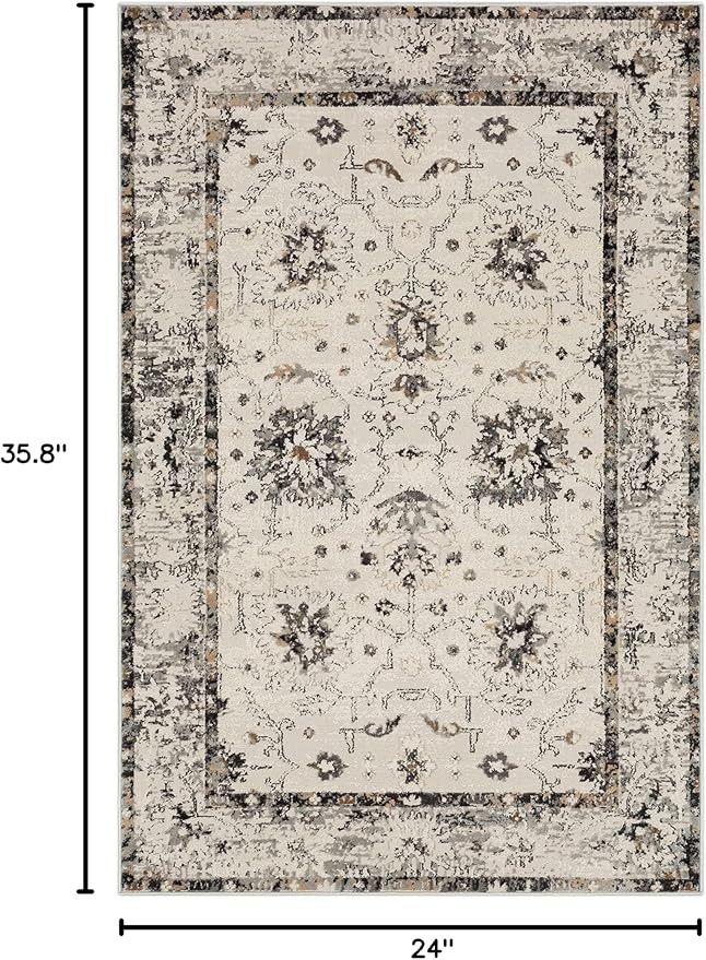Mohawk Home Shea Traditional Floral Ornamental Light Gray 2' x 2' 11" Area Rug Perfect for Living Room, Dining Room, Office