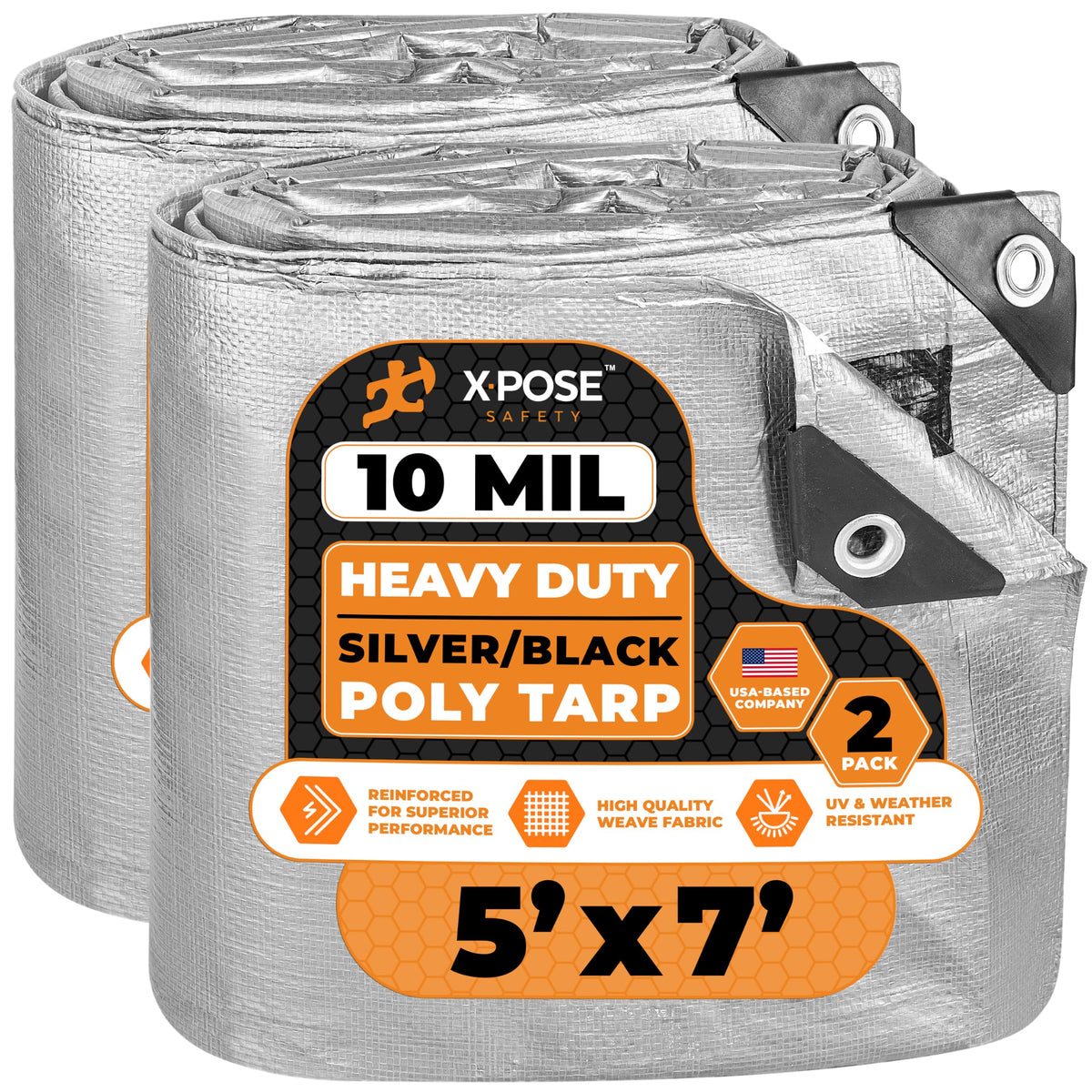 Heavy Duty Poly Tarp - 5' x 7' (2-Pack) - 10 Mil Thick - Image 1