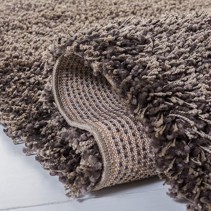 SAFAVIEH Santa Monica Shag Collection 5'3" x 7'6" Mushroom SGN725 Solid Non-Shedding Living Room Bedroom Dining Room Entryway Plush 2-inch Thick Area Rug