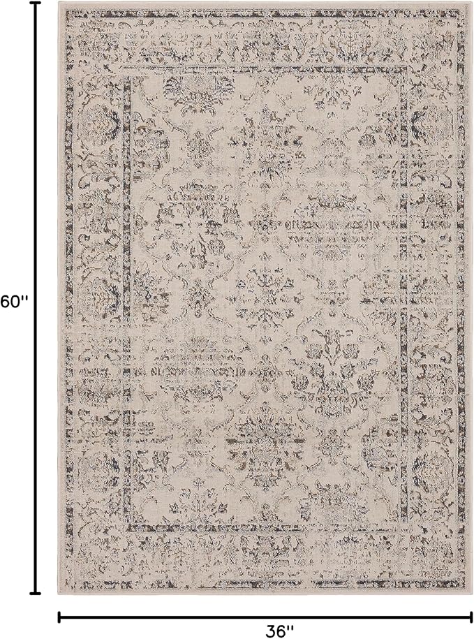 Mohawk Home Kinston Traditional Ornamental Beige 3' x 5' Area Rug Perfect for Kitchen, Living Room, Dining Room