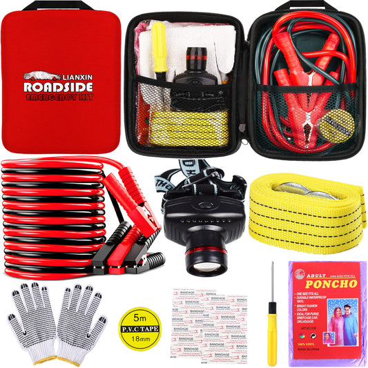 Roadside Emergency Kit Auto Safety Kit with Jumper Cables - Image 1