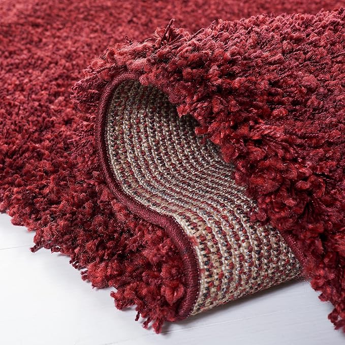 SAFAVIEH Santa Monica Shag Collection 4' x 6' Maroon SGN725 Solid Non-Shedding Living Room Bedroom Dining Room Entryway Plush 2-inch Thick Area Rug