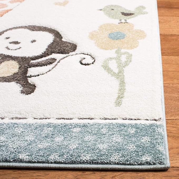 SAFAVIEH Carousel Kids Collection Area Rug - 8' x 10', Ivory, Animal Design, Non-Shedding & Easy Care, Ideal for High Traffic Areas for Boys & Girls in Playroom, Nursery, Bedroom (CRK120A)