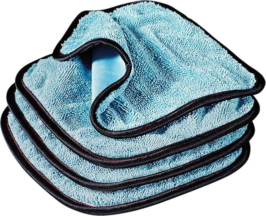 Griot's Garage PFM Dual Weave Glass Towels for Car Windows and Windshield Cleaning, Cloths for Auto Detailing, Double-Sided, Set of 4, 9" x 9", 55582