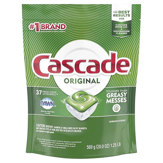 Cascade ActionPacs Dishwasher Detergent Fresh Scent, 37 ct (Pack of 4)