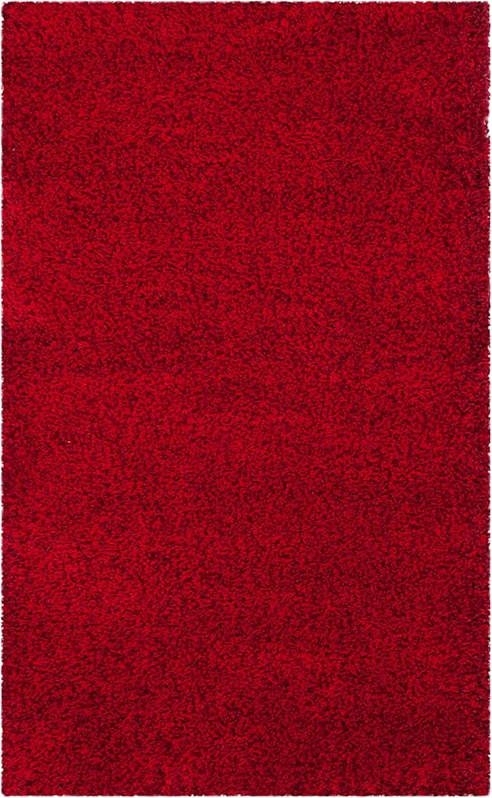 SAFAVIEH Santa Monica Shag Collection 3' x 5' Red SGN725 Solid Non-Shedding Living Room Bedroom Dining Room Entryway Plush 2-inch Thick Area Rug